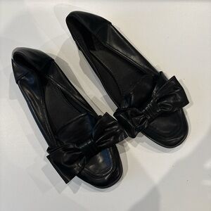 ASOS Black Bow-Detail Slip-On Loafers